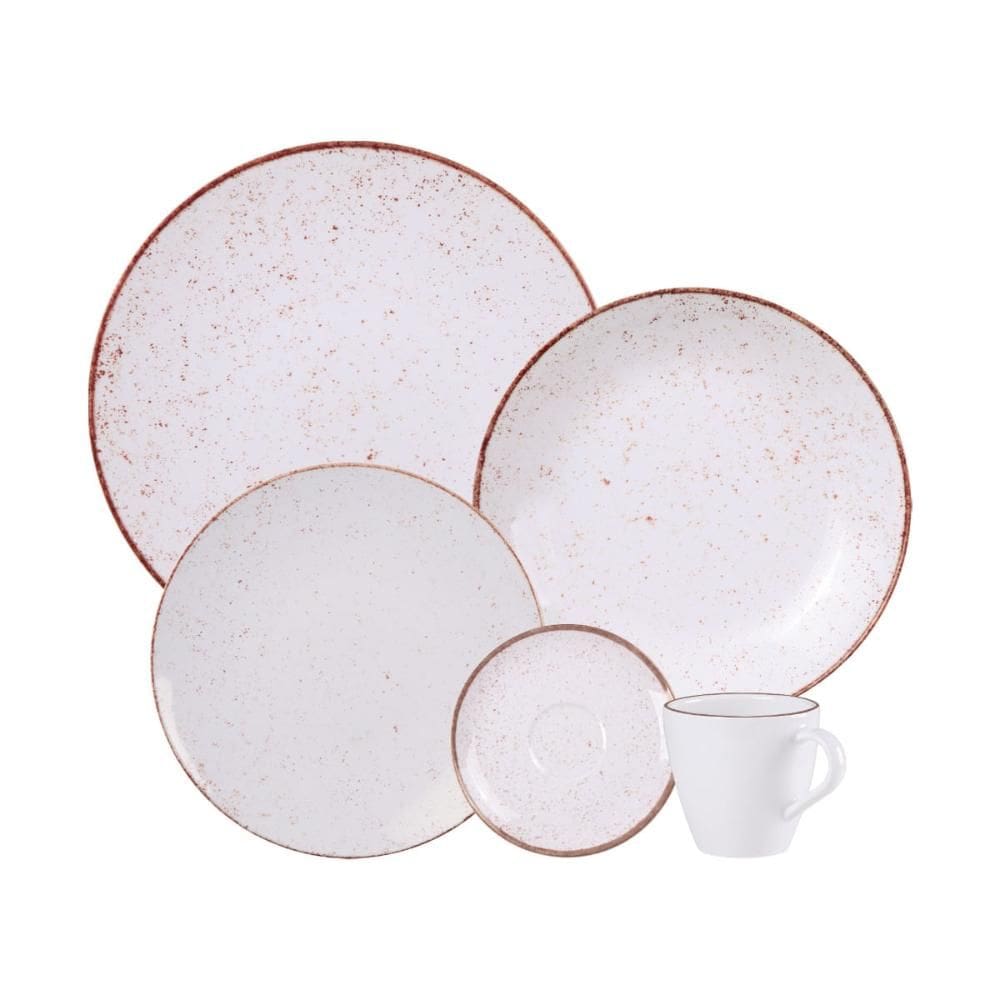 Aparelho de Jantar Tramontina Rústico Marrom Porcelana 20 Peças