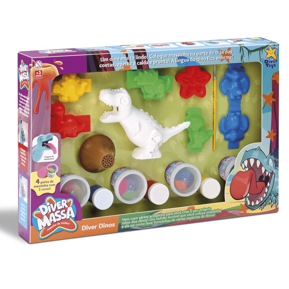 Diver Massa Diver Dinos Com Acessórios - Divertoys - 8276
