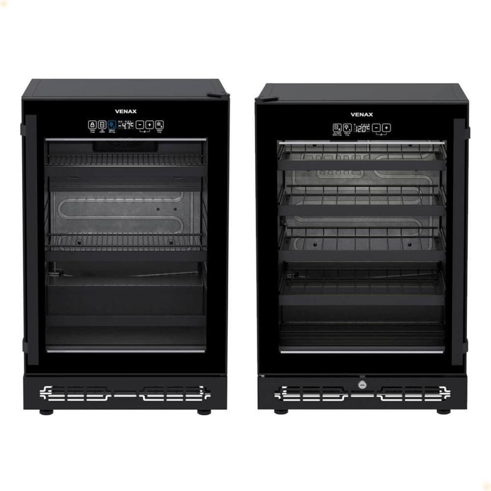 Conjunto Venax Cervejeira e Adega Porta Invertida Touch Top Light-In 100 Litros preto fosco 127V