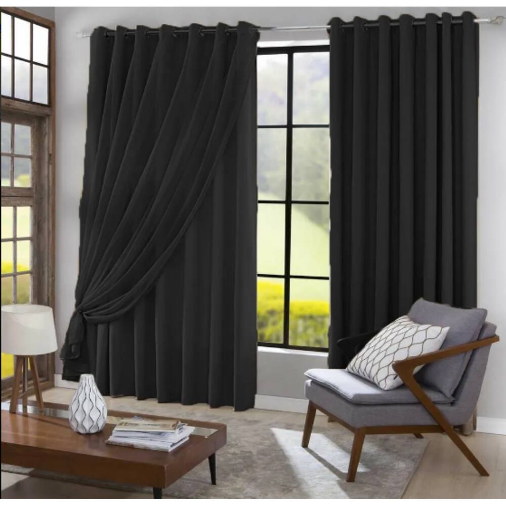 Cortina Blackout Com Voil 4,00x2,70 Para Varão Simples