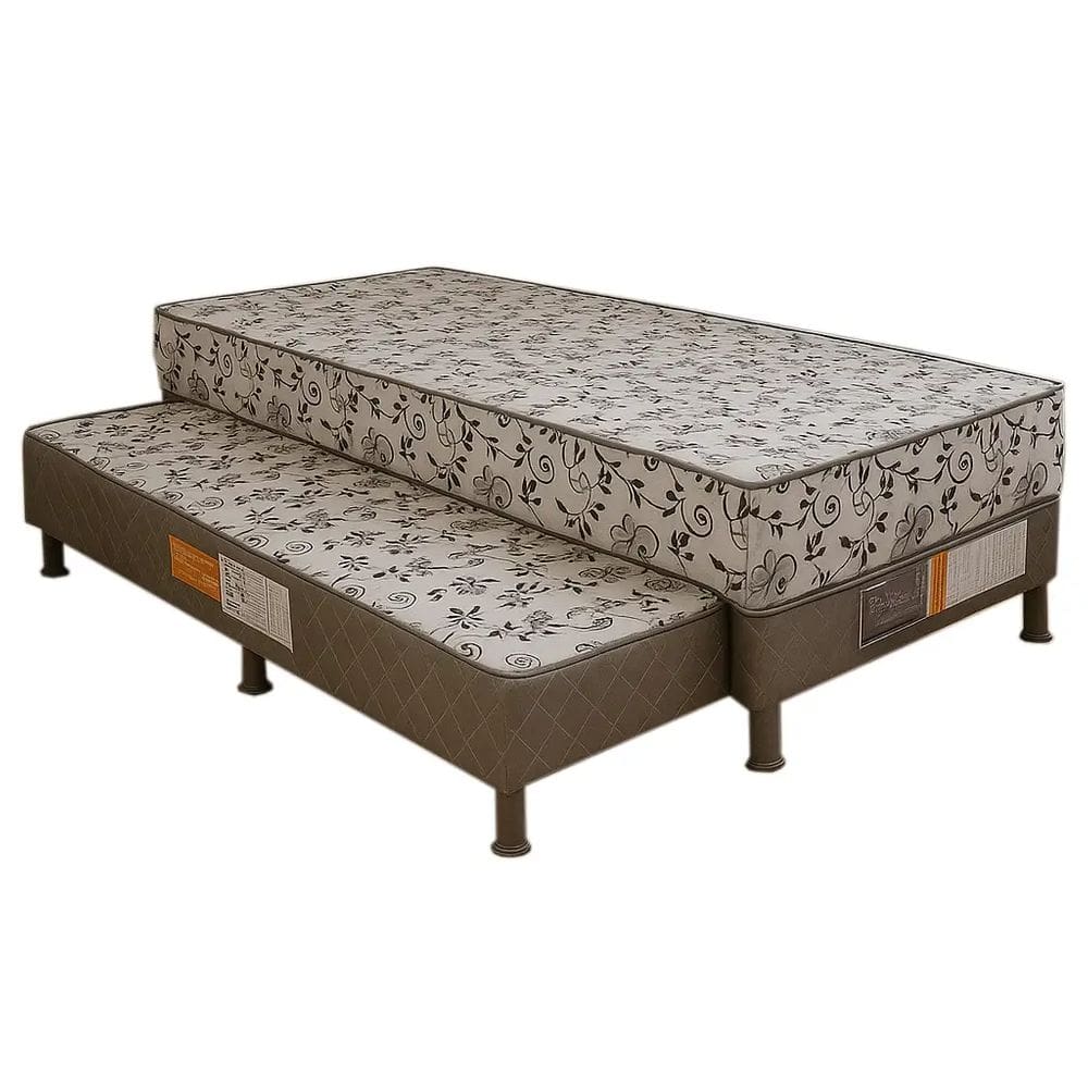 Bicama Box New Gardenia Solteiro Ortopédica 88x188x58cm Bonaflex Cor Cinza