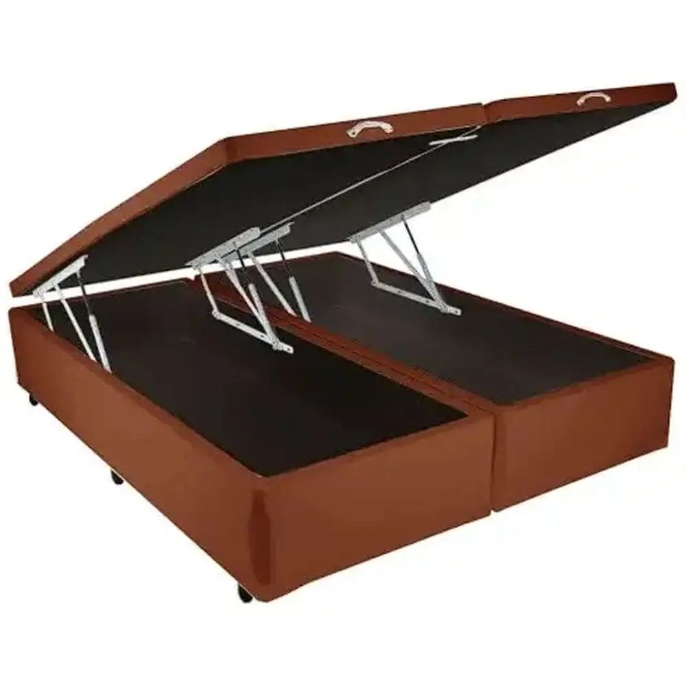 Base Box Bipartida Baú Queen em Suede Universal 41x198x158 Cor Marrom