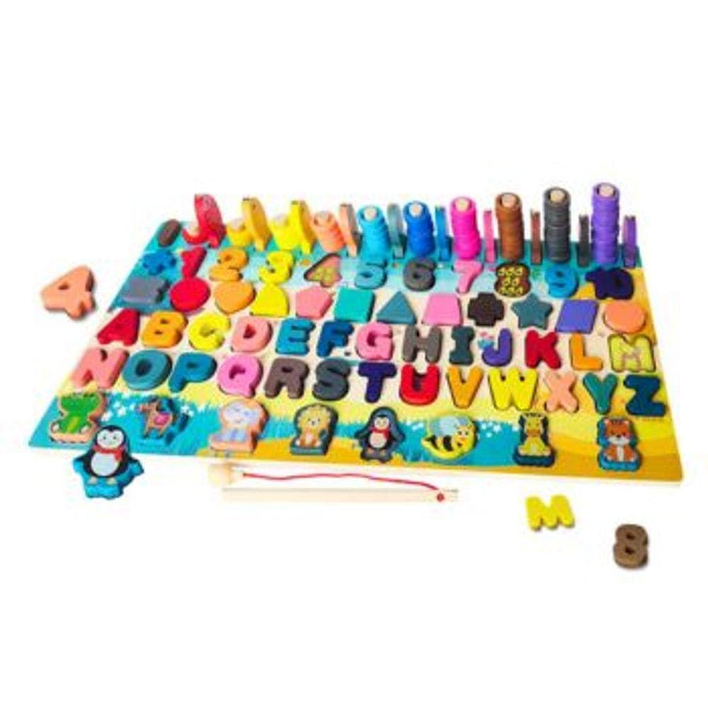 Didaticos Aprenda Brincando Multiatividades 135 Pecas DMToys Letra Numero Pescaria Brinquedo Encaixe