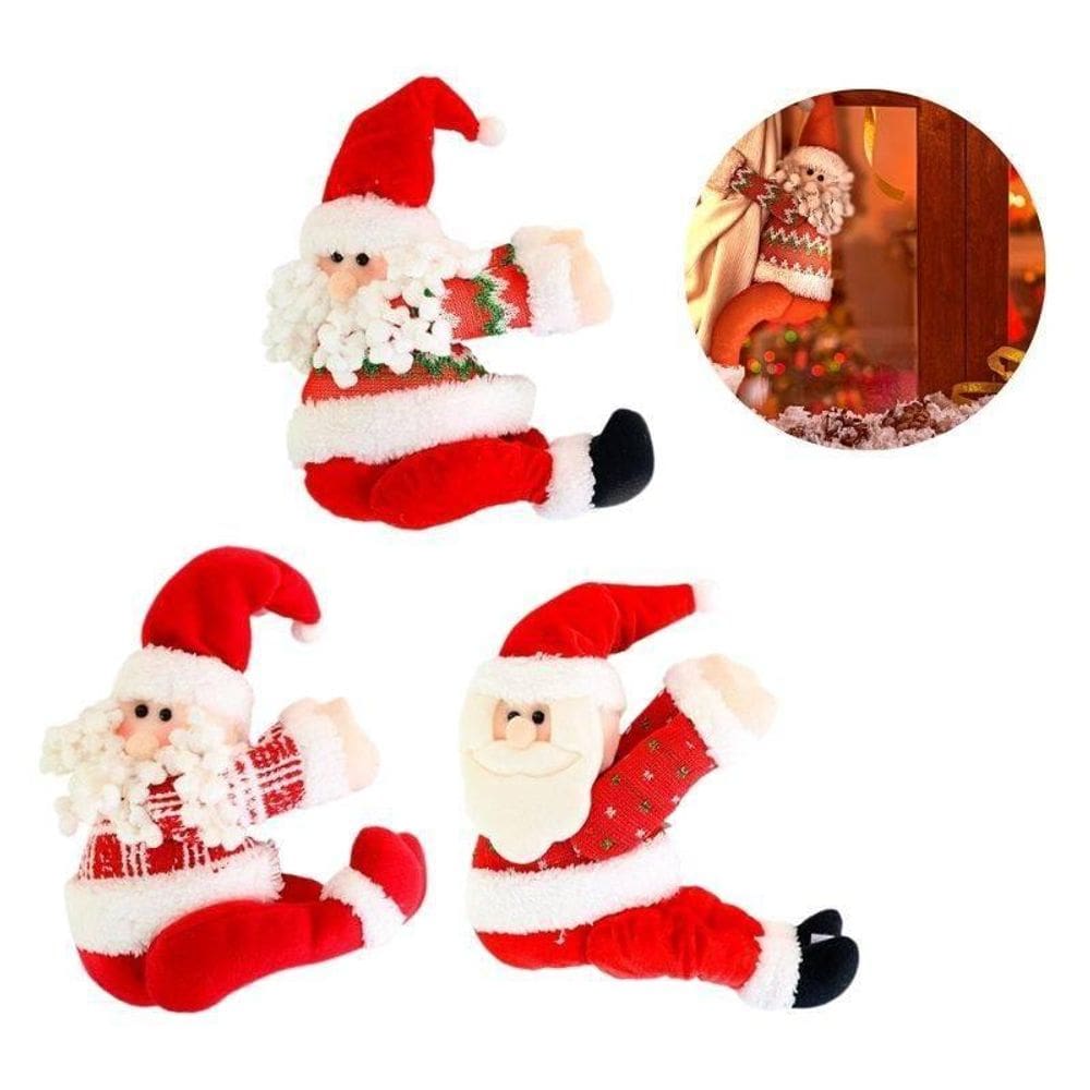 Papai Noel Segura Cortina Boneco Pendurado Na Cortina Natal