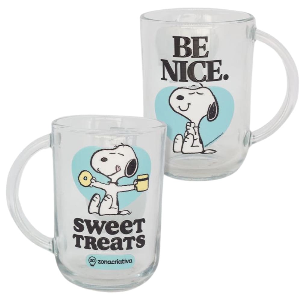 Caneca Snoopy Vidro Transparente 300 ml Oficial Peanuts