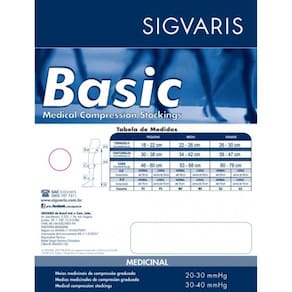 Meia Sigvaris 3/4 Panturrilha Basic Média Compressão 20-30 Mmh