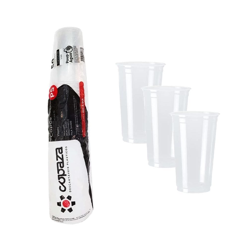 Copo Descartável Transparente Copaza 440Ml C440Tr 50U Kit 3