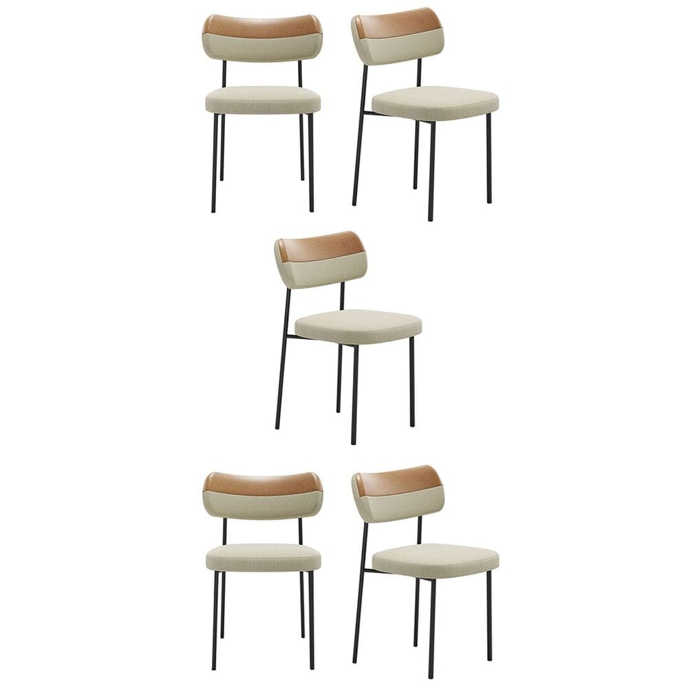 Kit 5 Cadeiras Estofadas Camila Para Sala Jantar Gourmet em Aço  Couríssimo e Linho EdeCasaMoveis