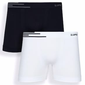 Kit 2 Cuecas Boxer Lupo Microfibra Sem Costura - Branco e Preto