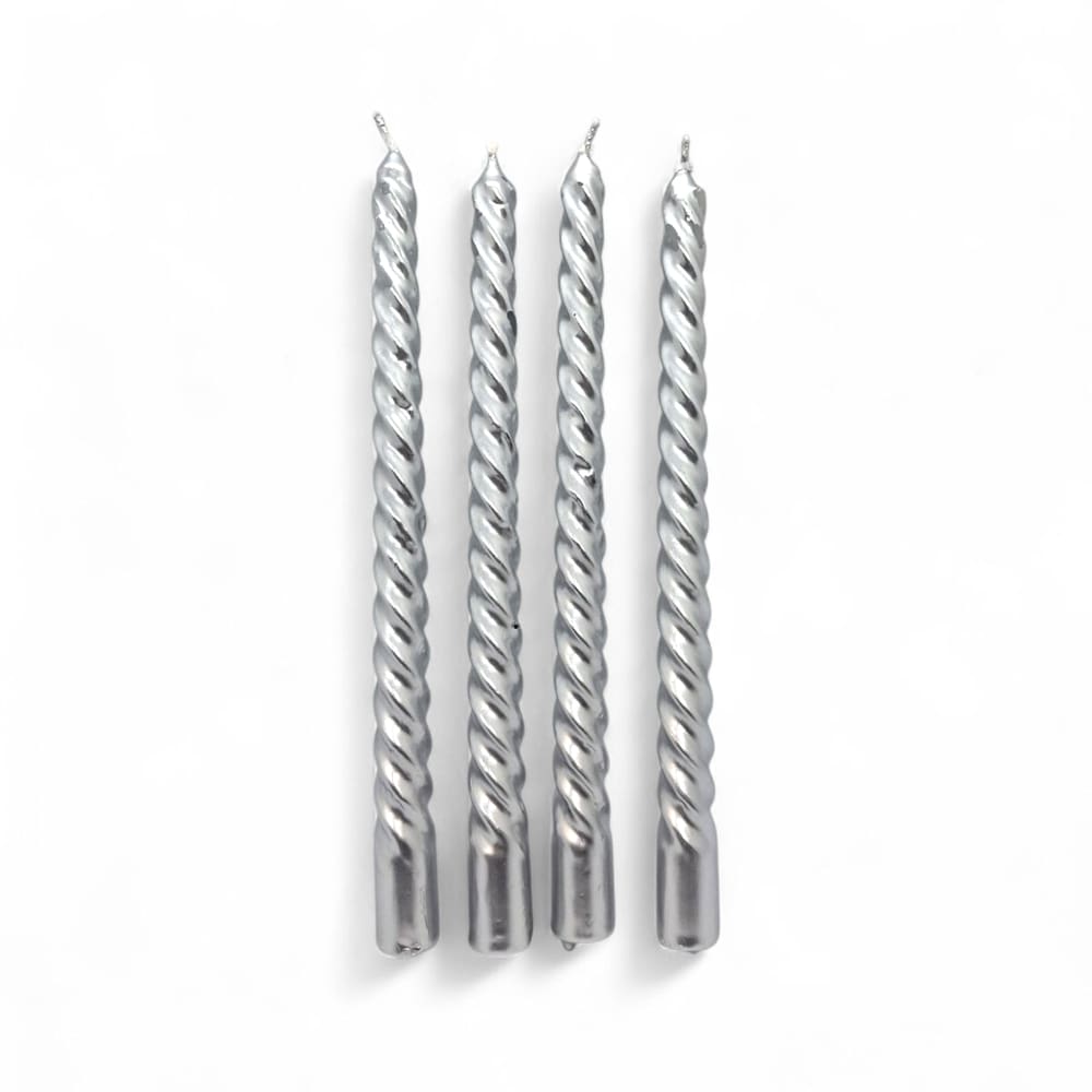 Kit 4 Velas Metalicas Cinzas Elegantes Para Castiçal 18 cm