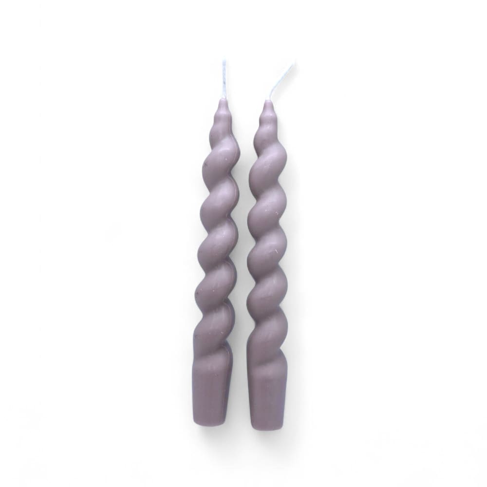 Kit 2 Velas Espirais Roxas Elegantes Para Castiçal 19 cm
