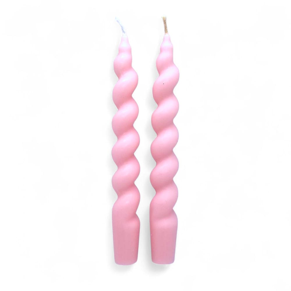 Kit 2 Velas Espirais Rosas Elegantes Para Castiçal 19 cm