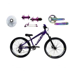 Bicicleta 26 Gta Rebel Freeride Cor Roxo Single 8v Cubo Barulhento Pedivela Camaleão Freio Disco Aros Vmaxx Pneu Flame
