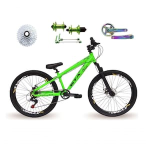 Bicicleta 26 Gta Rebel Freeride Cor Verde Single 8v Cubo Barulhento Pedivela Camaleão Freio Disco Aros Vmaxx Pneu Flame