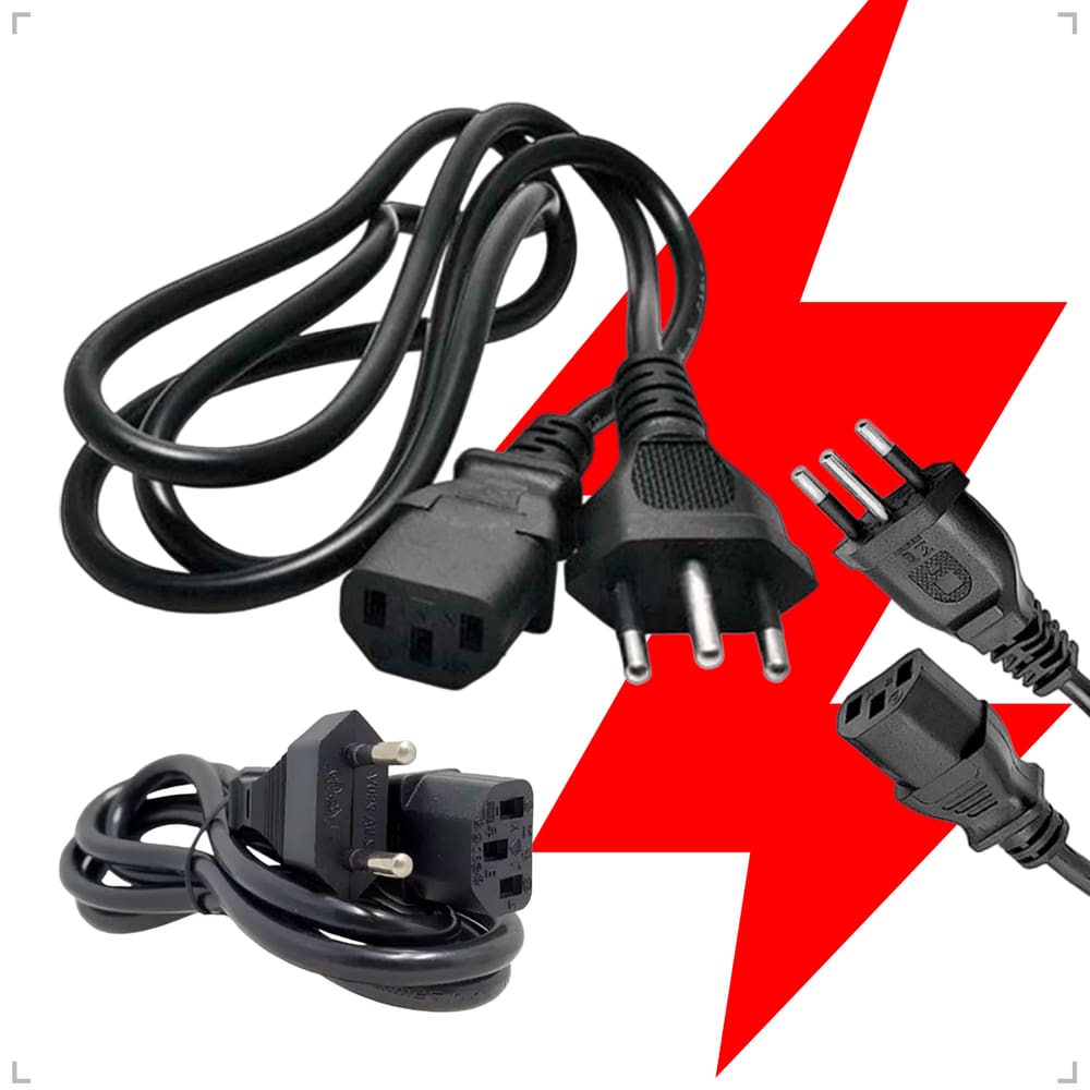 Cabo de Força Energia CPU PC Fonte Computador Monitor Impressora 3 Pinos Tripolar Bivolt 110/220