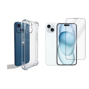 it Capinha Silicone Antichoque + Película Vidro 3D Compativel com Ip. 15 Plus