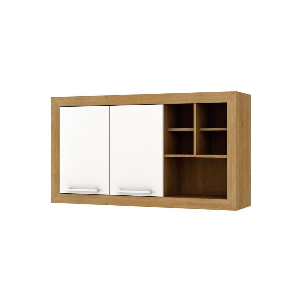 Armário Aéreo Ditália Aspen 120 Nicho Carvalho/Branco CD-211 cz