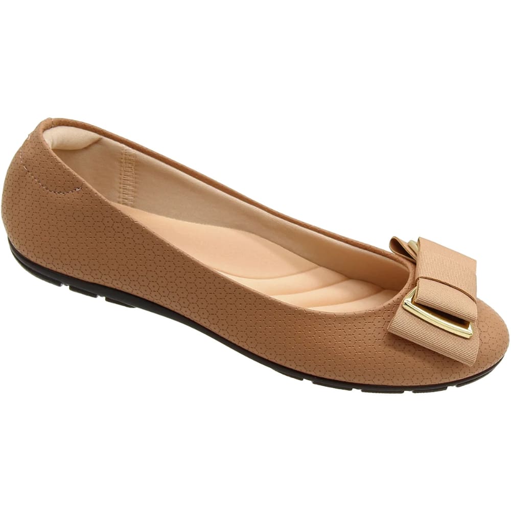 Sapatilha Moleca Comfort Texturizada Laço Frontal Feminina Nude