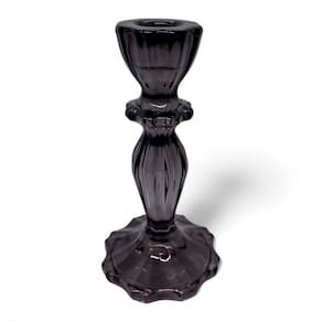 Porta Velas Castiçal Fumê Transparente Vidro Rústico 16 cm