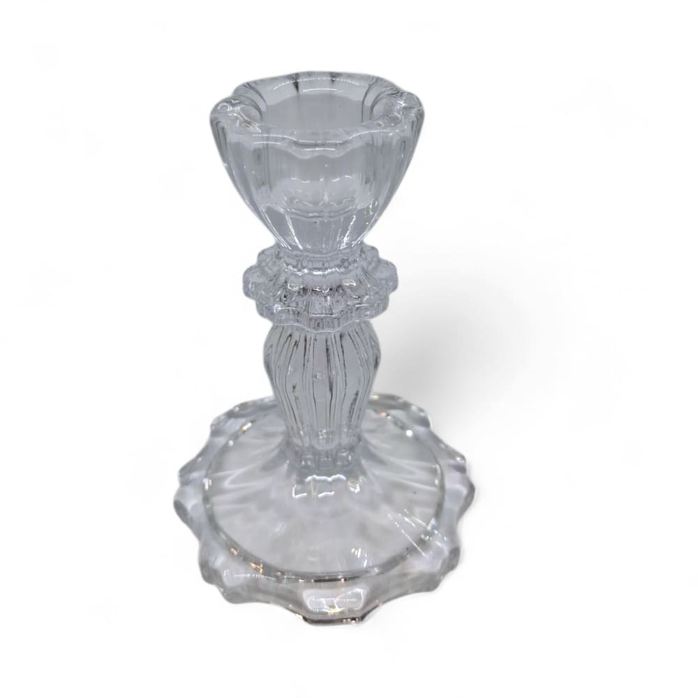 Porta Velas Castiçal Transparente Vidro Rústico 11 cm