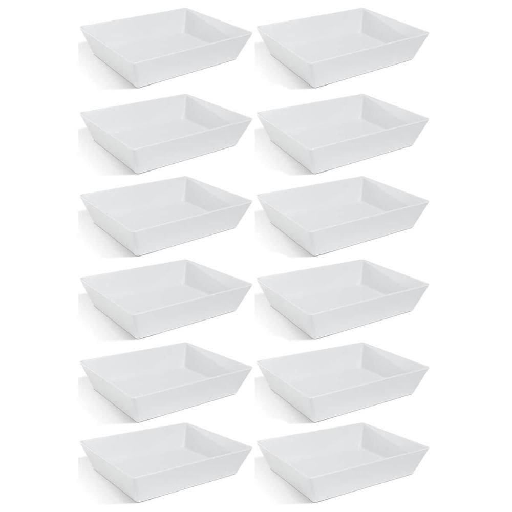 12 Travessas 3,5L Profissional Servir Buffet Saladas Massas Melamina Retangulares Branca Haus Concept