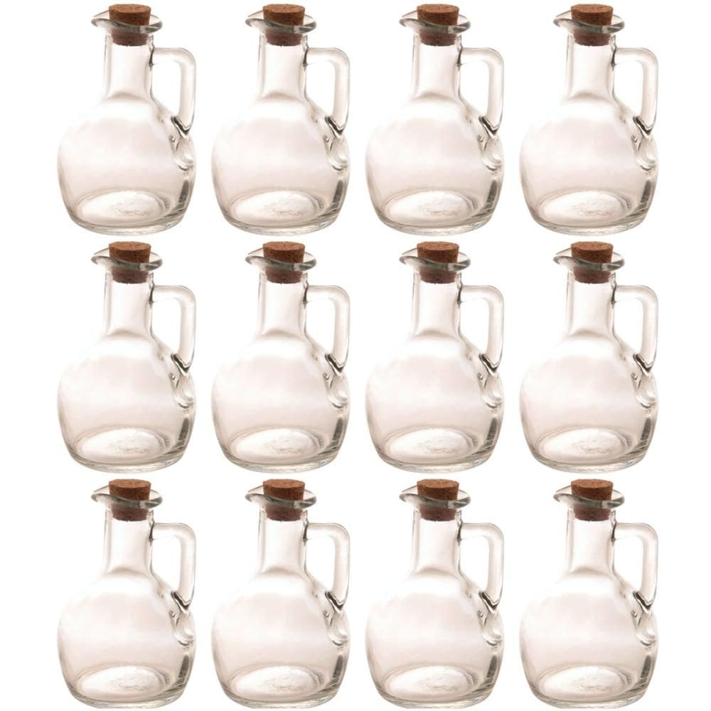 12 Porta Condimentos de Vidro 180ml Tampa Rolha para Azeite e Vinagre Galheteiros Potes Lyor