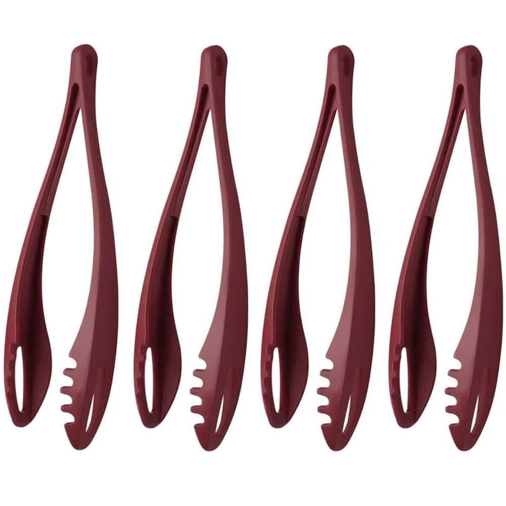 Kit 4 Pegadores Pinças Ability Tramontina 29,8cm Salada Massa Multiuso Nylon Vermelho