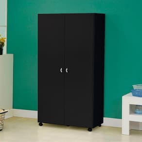 Armário Multiuso Ditália 2 Pts com Rodízios AR-70 Preto cozy