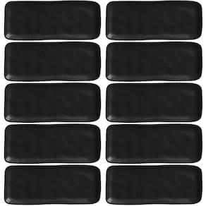 Kit 10 Travessas Sushi 22x9cm Orgânico Preto Cerâmica Porto Brasil Restaurante Buffet