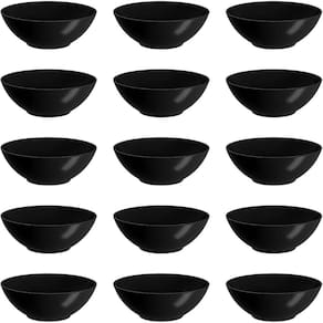 Kit 15 Bowls 500ml Cumbuca Plástica Preta Cozy Coza Prato para Cereal Petiscos Restaurante Buffet