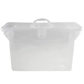 Kit 12 Maletas Arquivo para Pastas Suspensas Documentos Dello Caixa Plástica Organizadora Empilhável Transparente