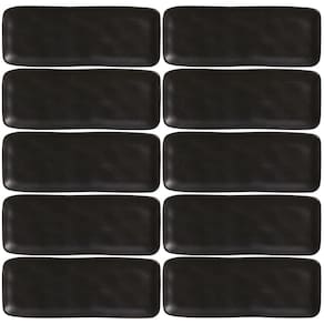 Kit 10 Travessas Cerâmica 33x13cm Preto Restaurante Sushi Orgânica Bandejas Pratos