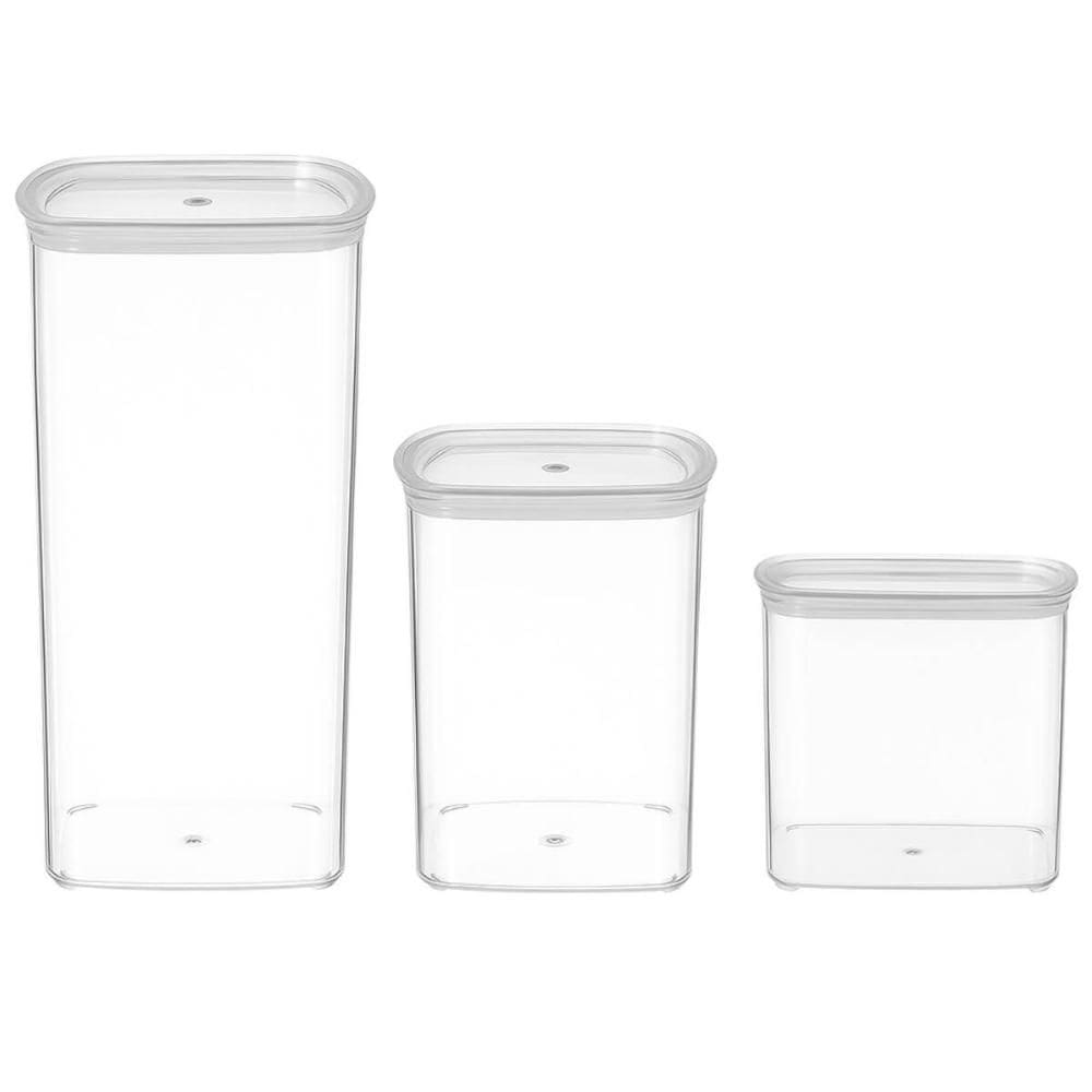 Jogo 3 Potes Plásticos 800ml 1,4L 2L Porta Mantimentos Massa