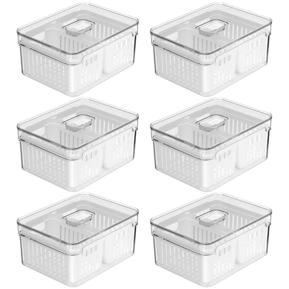 Kit 6 Organizadores 2,2l Clear Fresh 2 Cestos para Geladeira Frutas Legumes Ou