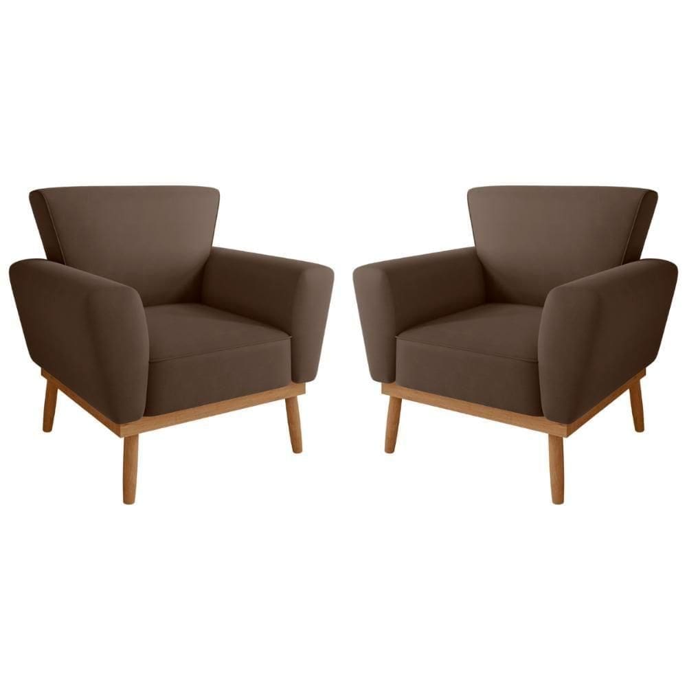 Conjunto Poltrona Para Sala De Recepção Viana Inca Marrom