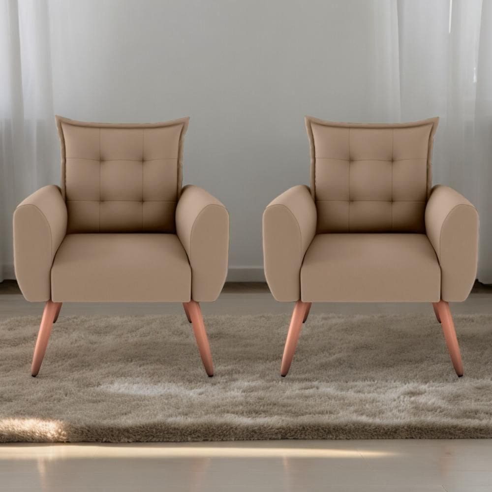 Jogo De Poltronas Decorativas Park Suede Bege