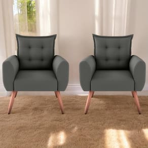 Jogo De Poltronas Decorativas Emma Suede Cinza