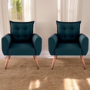 Jogo De Poltronas Decorativas Emma Suede Petróleo
