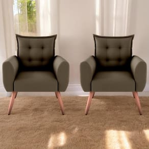 Jogo De Poltronas Decorativas Emma Suede Cappuccino