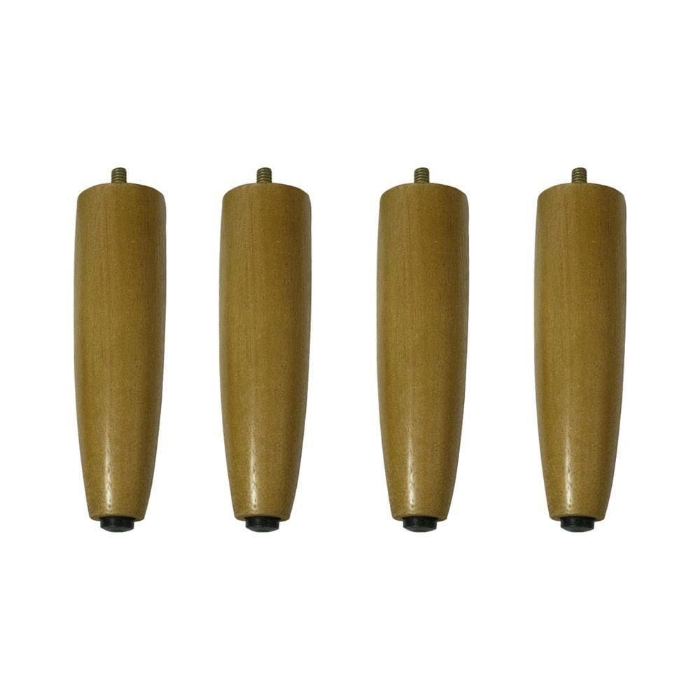 Kit 4 Pés Palito 15 Cm De Madeira Castanho Castanho