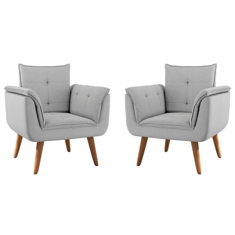 Conjunto Poltrona Para Sala De Recepção Silveiras Linha Cinza