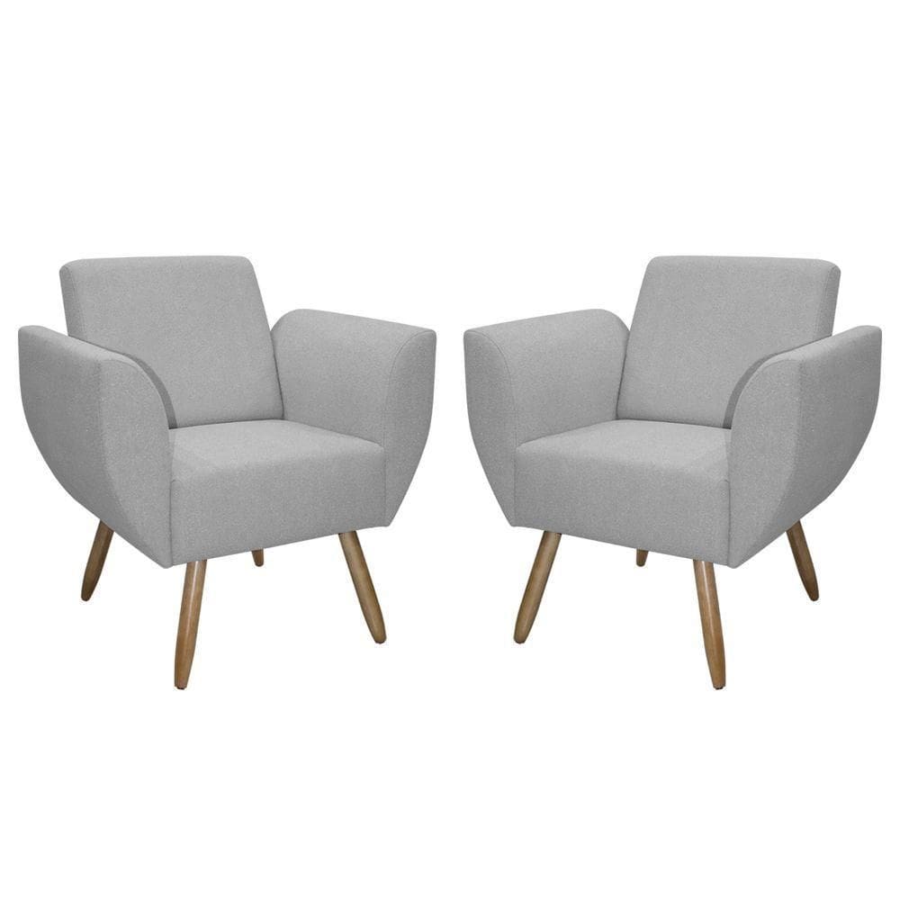 Kit De 2 Poltronas Jolly Cadeira Decorativa Em Tecido Boucle Cinza Escuro