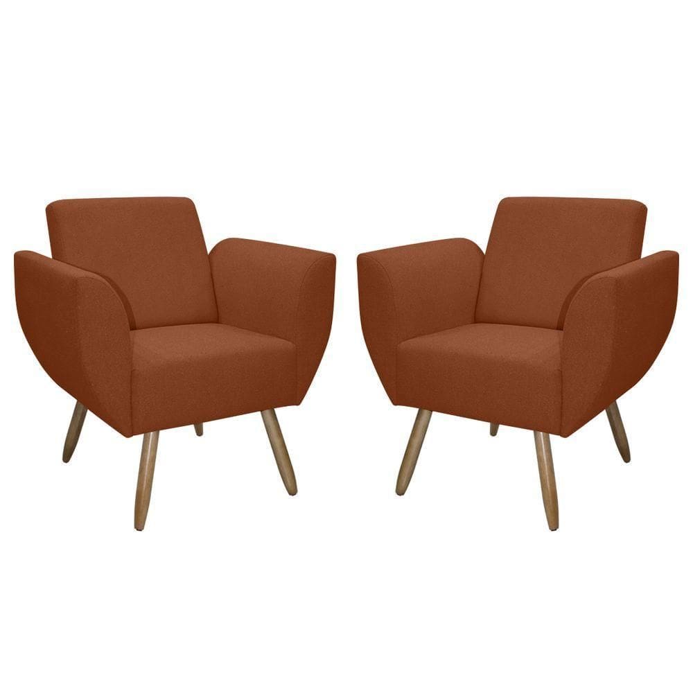 Kit De 2 Poltronas Jolly Cadeira Decorativa Em Tecido Boucle Terracota