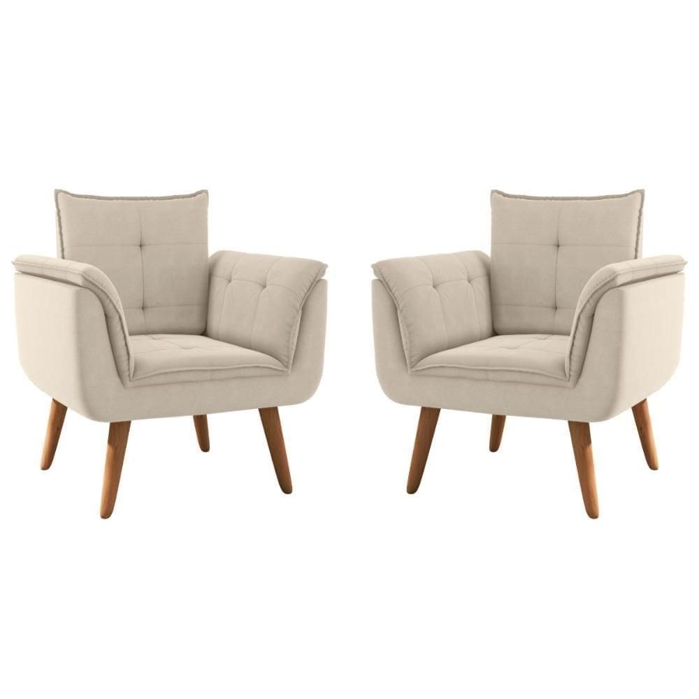 Conjunto Poltrona Para Sala De Recepção Silveiras Inca Areia
