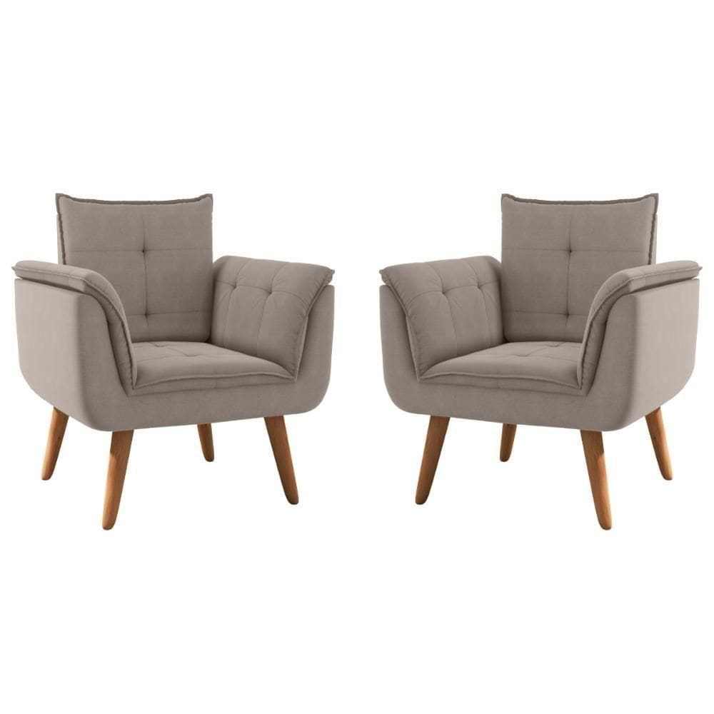 Conjunto Poltrona Para Sala De Recepção Silveiras Inca Sépia