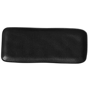 Travessa 22x9cm Orgânico Preto Fosco Cerâmica Comida Japonesa Aperitivos Porto Brasil