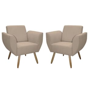 Kit De 2 Poltronas Jolly Cadeira Decorativa Em Tecido Boucle Areia