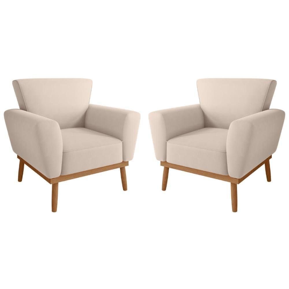 Conjunto Poltrona Para Sala De Recepção Viana Inca Areia