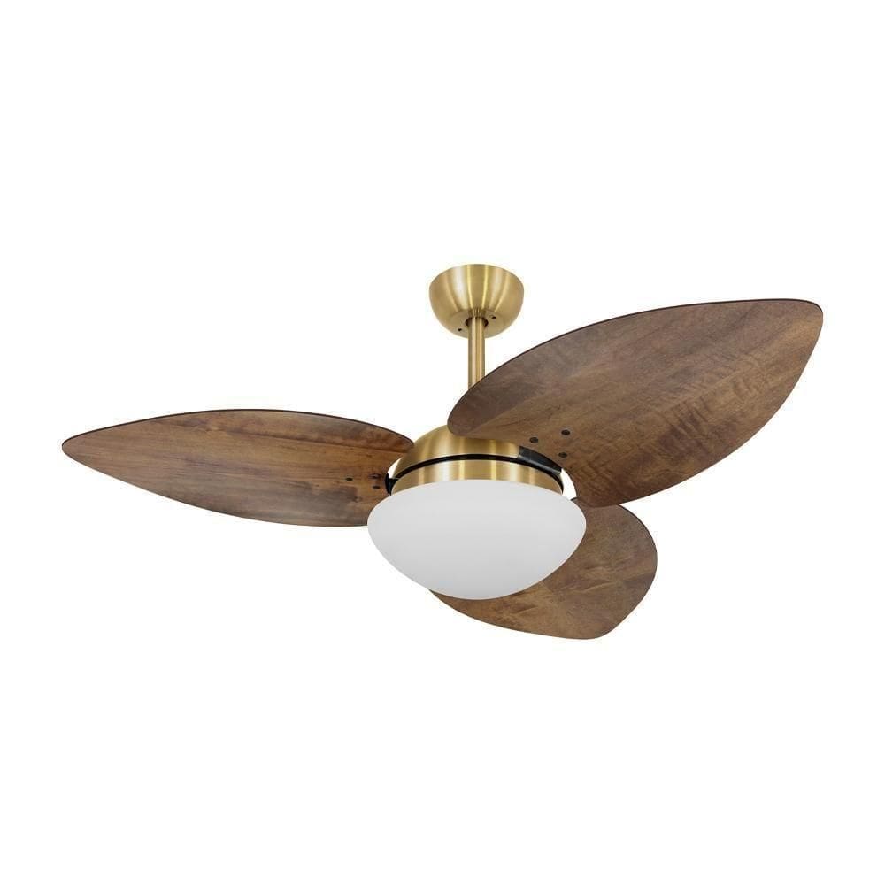 Ventilador De Teto Dormamu Dourado 3 Pás Rádica Imbuia 110V