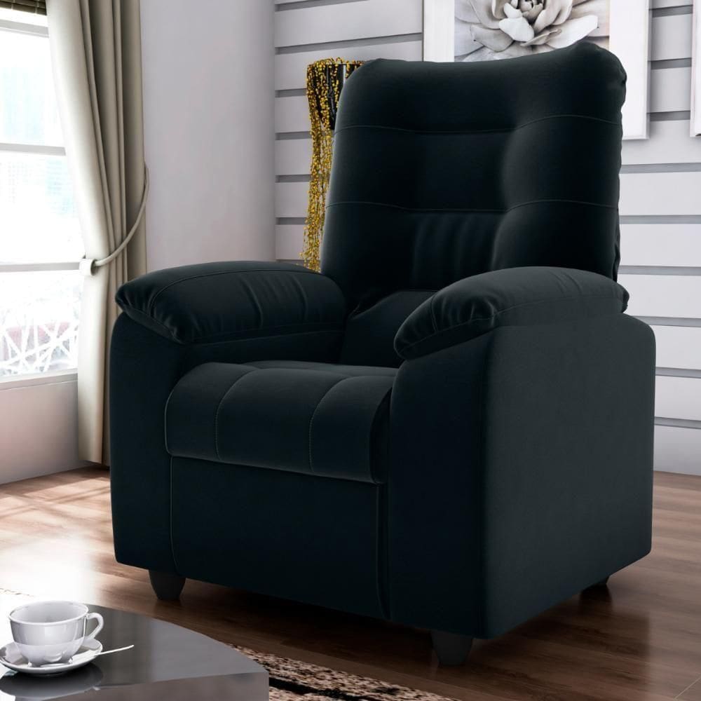 Poltrona Reclinável Almofadada Luka Veludo Preto